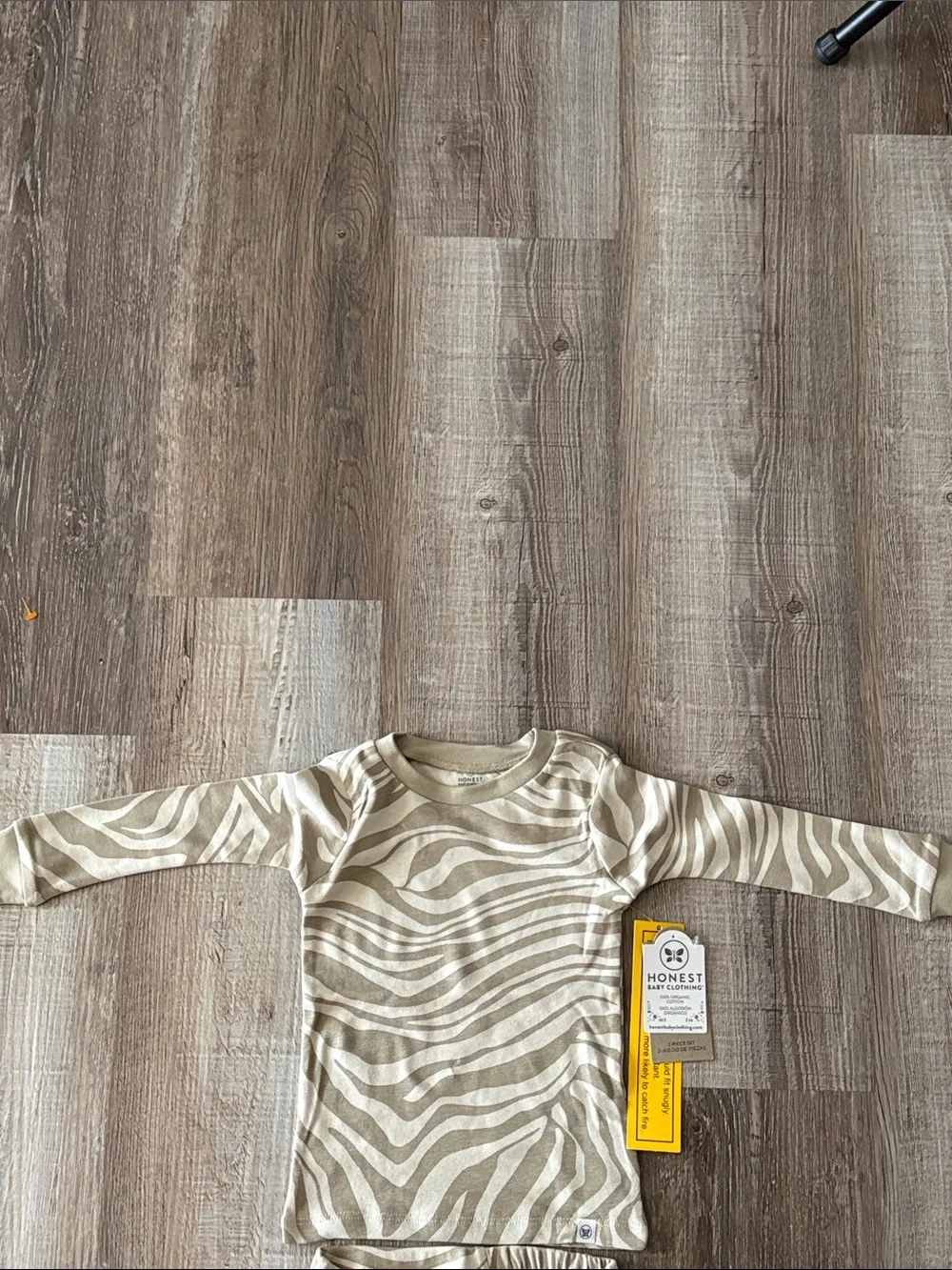 The Honest Company Beige Zebra-Print Long Sleeve Kids Pajama Set